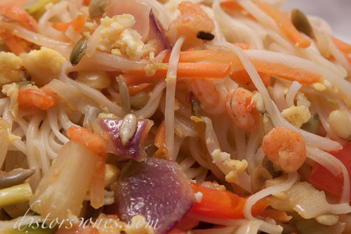 Gambas con de fideos